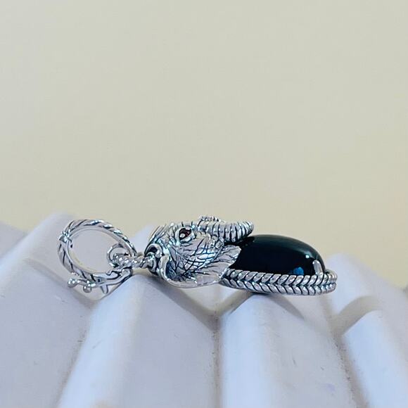 John Hardy Pendant Enhancer Jai Sterling 14K Gold Elephant Garnet Eyes - Picture 5 of 16